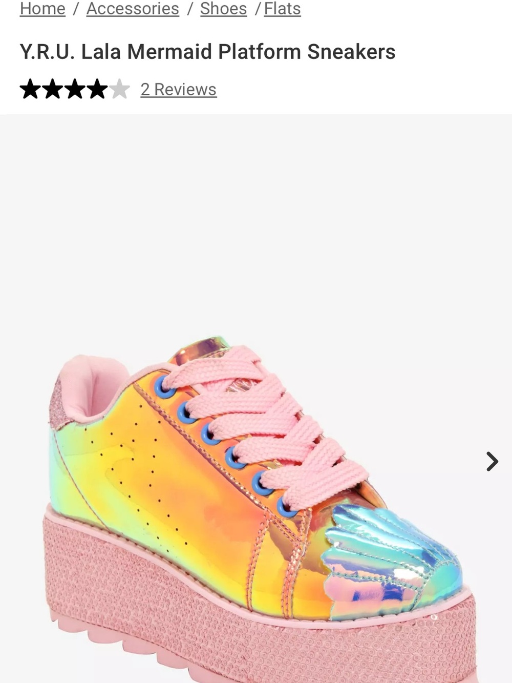 YRU Lala Mermaid Platform Sneakers in Iridescent Pink
